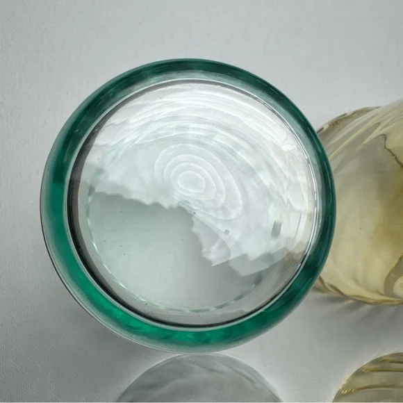 Set Of 6 ANTHROPOLOGIE Glasses 3 Green & 3 Amber Swirl Picnic Juice 3.75” EXC! - Picture 7 of 16